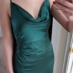 Cowl neck slit maxi dress.